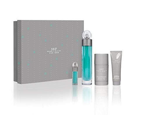Perry Ellis 360 For Men 4 Pc Gift Set EDT 3.4 Oz